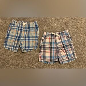 Set of 2 jumping beans chino shorts Red & Blue plaid Drawstring 3T Toddler Boy